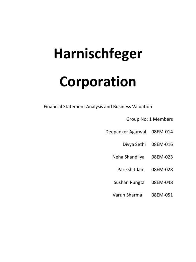 harnischfeger corporation case study